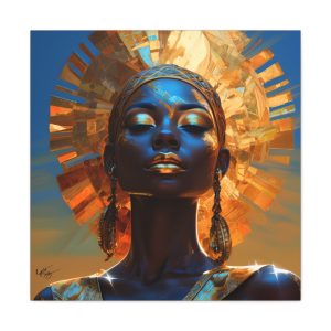 The Golden Queen Black Woman Afrocentric Fantasy Art Canvas Wall Print