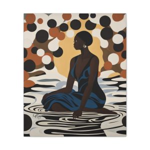 The Reflection Pool Afrocentric Black Woman Abstract Art Canvas Wall Print